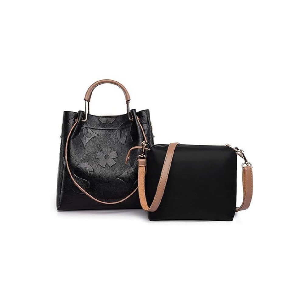 Stylish and Casual Large-capacity Embossed Shoulder Bag Black